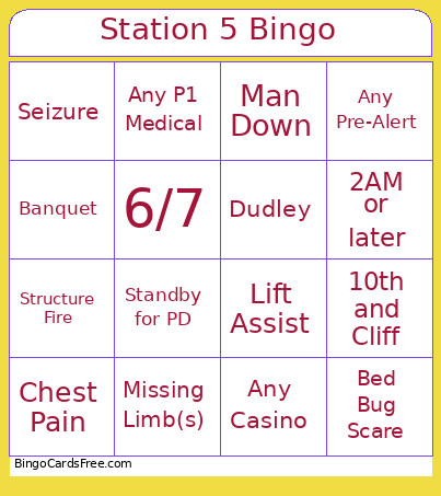 Station 5 Bingo Card
