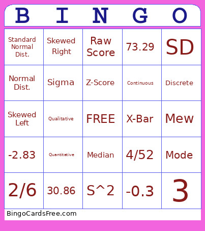 Stats Bingo Card
