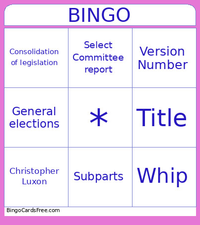 Statutory Interpretation Bingo Card