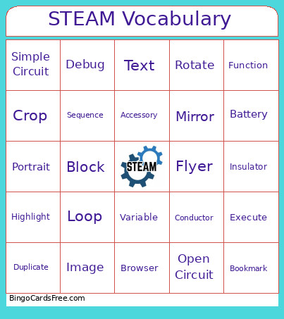 STEAM Vocabulary Bingo Card