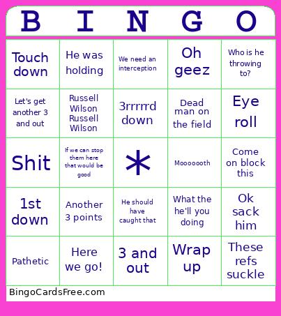 Steelers Bingo Card