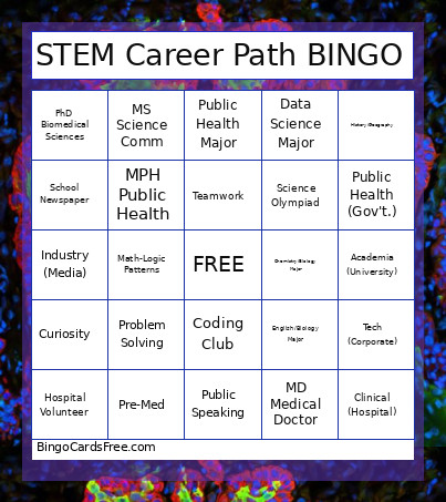 STEM Career Path Bingo Card