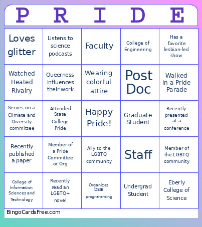 STEM Pride Mixer Bingo Card