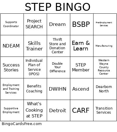 STEP Picnic Bingo Card