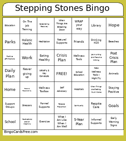 Stepping Stones Bingo Card