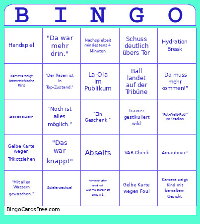 Österreich Vs. Spanien Bingo Card