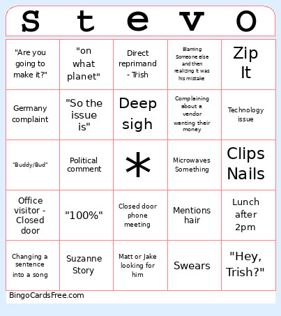 StevoV26 Bingo Card