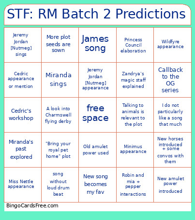 Stf Rm Batch 2 Prediction Bingo Card