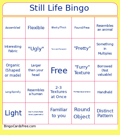 Still Life Bingo Card