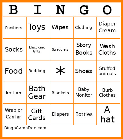 Stinky Baby Takes A Shower Bingo Card