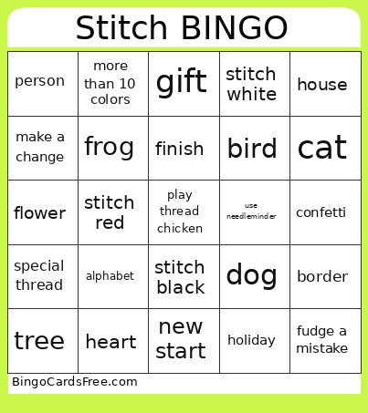Stitch Bingo Card