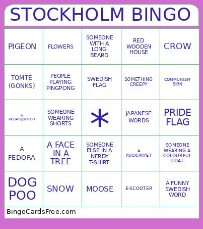 STOCKHOLM Bingo Card