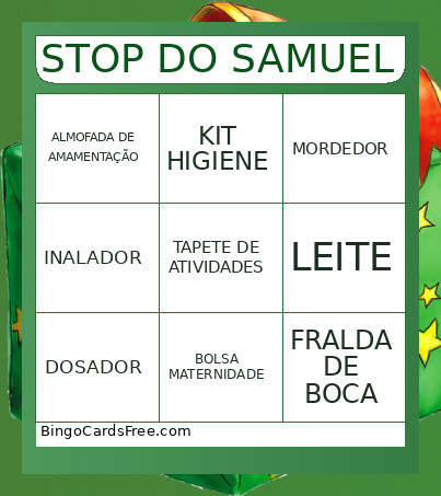 STOP DO SAMUEL Bingo Card