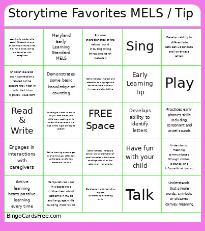 Storytime Favorites MELS / Tip Bingo Card 2