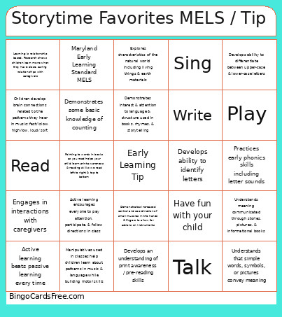 Storytime Favorites MELS / Tip Bingo Card
