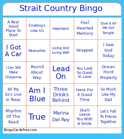 Strait Country Bingo Card