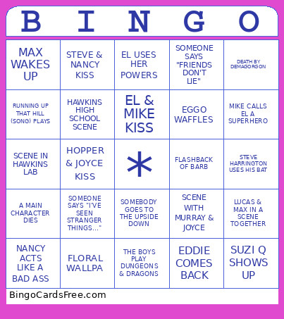 Stranger Things Bingo Card 3