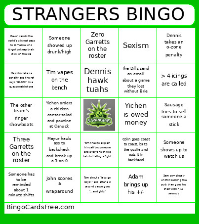 STRANGERS Bingo Card