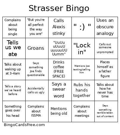 Strasser Bingo Card