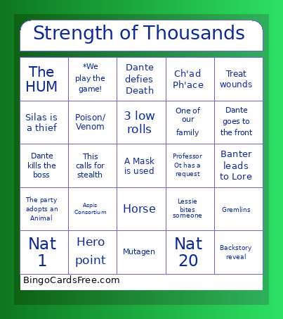 Strength Of Thousands Bingo Card