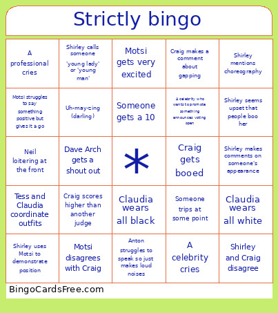 Strictly Bingo Card 2