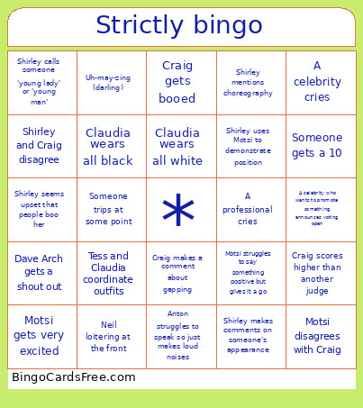Strictly Bingo Card