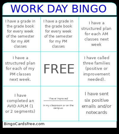 STRUCTURED WORK TIME 2/28 Bingo Card