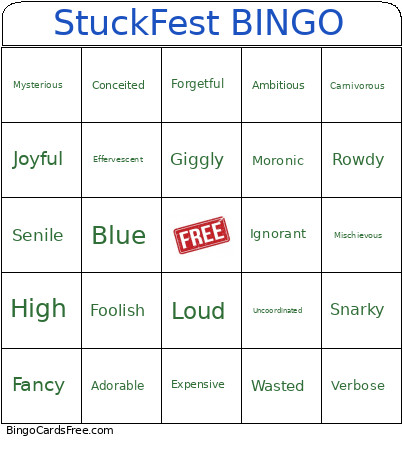 StuckFest Bingo Card