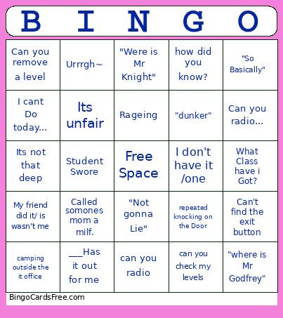 Student Bingo Card