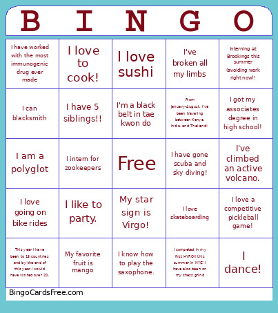 Student Leader Bingo Card