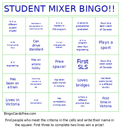 STUDENT MIXER !! Bingo Card