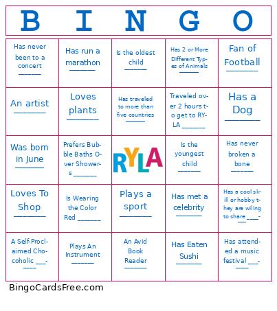 Student RYLA Bingo