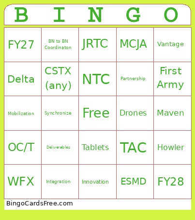 Stuff Bingo Card