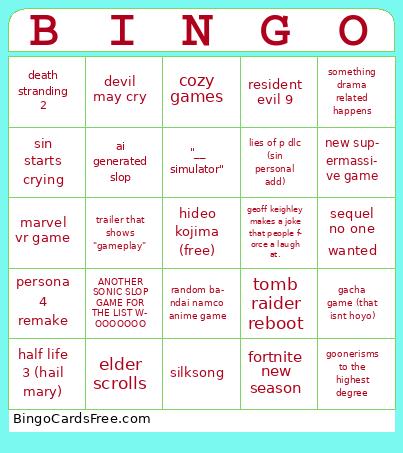 su,mer game fest Bingo