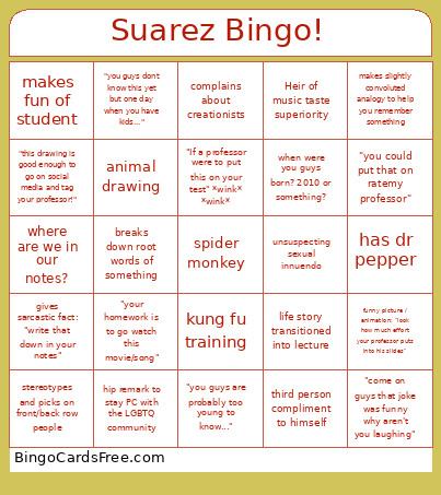 Suarez ! Bingo Card