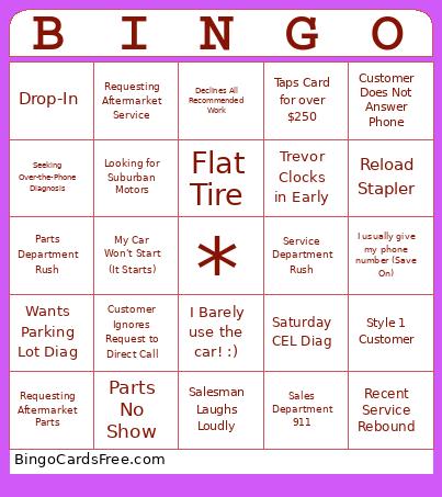 Subaru Bingo