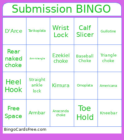 Submission Bingo Card
