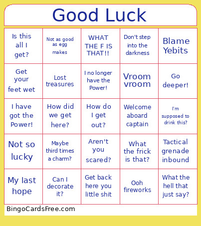 Subnautica MIMI Bingo Card