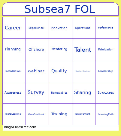 Subsea7 FOL Bingo Card