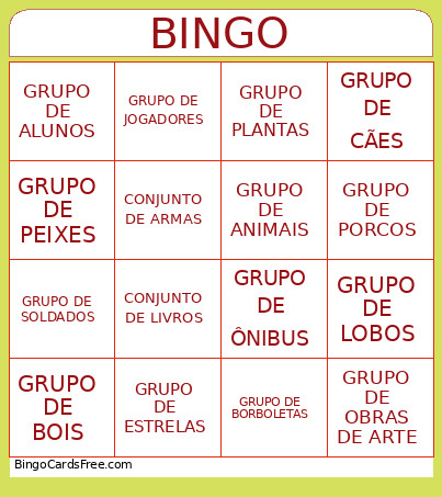 SUBSTANTIVOS COLETIVOS Bingo Card