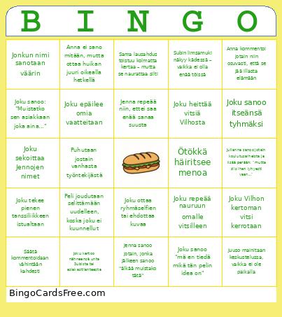 Subway Kesäpäivä Bingo