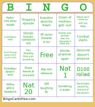 Subzero Bingo