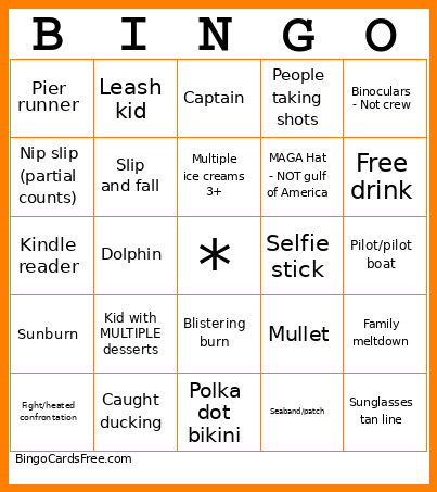 Sues Cruise Bingo Card 2