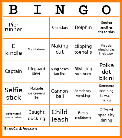 Sues Cruze Bingo Card