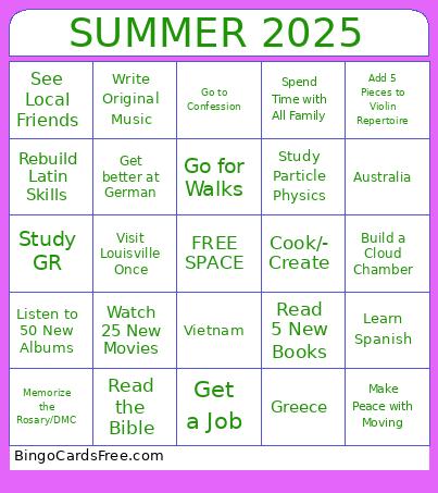 SUMMER 2025 Bingo