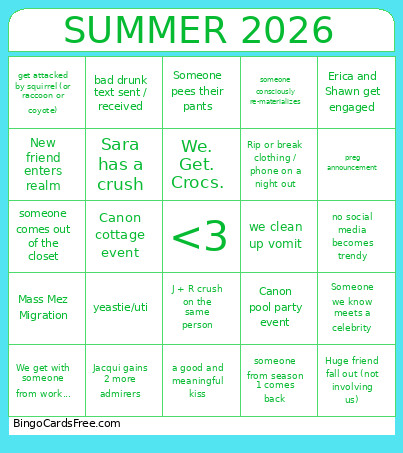Summer 2026 Bingo Card