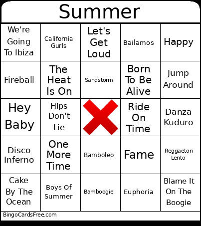 Summer Bingo Card