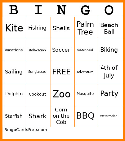 Summer Bingo Card