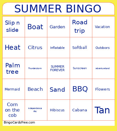 SUMMER Bingo Card
