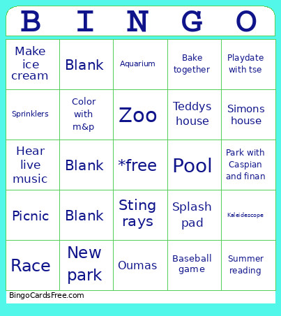 Summer Bingo Card